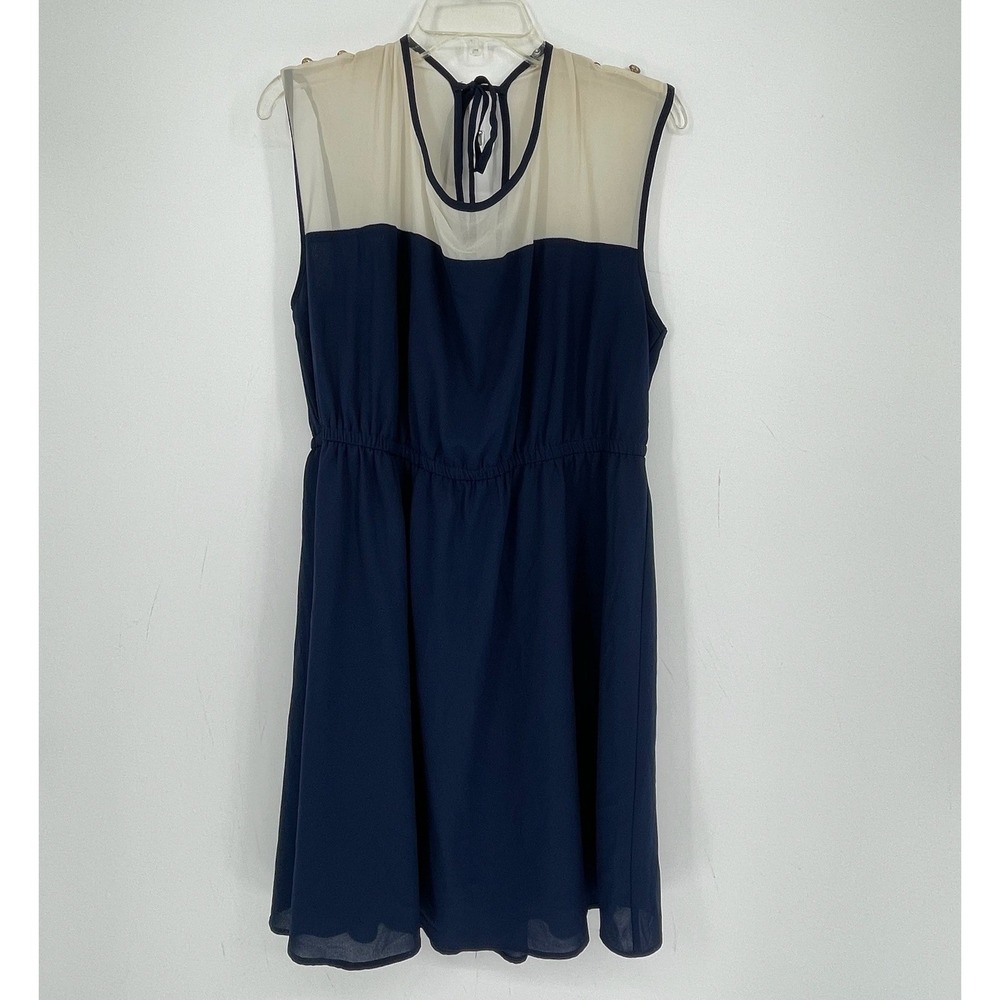 Forever 21 Women's Blue Sheer Colorblock Sleeveless Office Dress Plus Size 2X